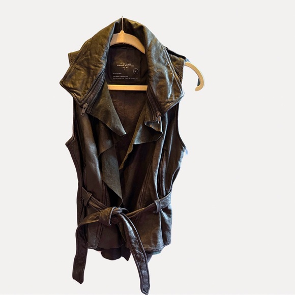 ALLSAINTS SPITALFIELDS leather belted vest. Size 8. - Picture 1 of 2